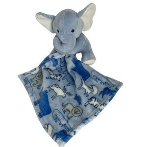 Little Beginnings Elephant Lovey Plush Blue Security Blanket 12" Zoo Safari